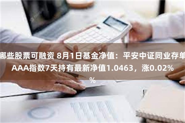 哪些股票可融资 8月1日基金净值：平安中证同业存单AAA指数7天持有最新净值1.0463，涨0.02%